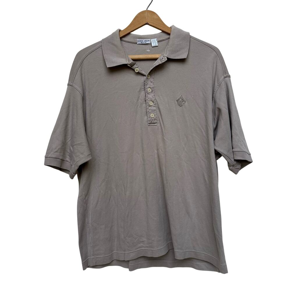 Giorgio Armani Men's Beige Polo Shirt - Made in Italy - Size M